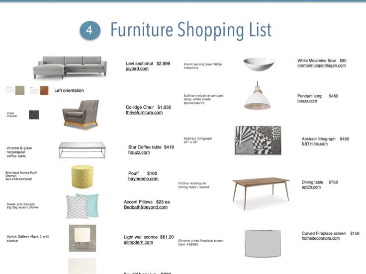 Furniture Shopping Lists